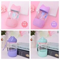 [小猫狐狸杯]提绳可爱玻璃水杯便携创意迷你随手杯学生花茶杯子 [小猫]颜色随机[送手提绳] 1个装[亏本送茶隔]