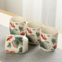 大号茶壶陶瓷青花提梁壶1000毫升容量家用整套功夫茶盘茶具套装 [年年有鱼]四杯子