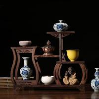 鸡翅木博古架中式小多宝阁茶具架子实木置物架茶壶架摆件架展示架 直升机