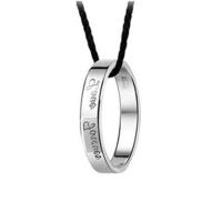 钛钢戒指项链韩版百搭情侣颈链刻字吊坠男士简约个性潮饰品挂坠 英文戒指+黑绳 不刻字直接