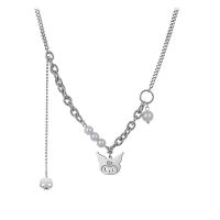 库洛米玉桂狗珍珠拼接项链女夏秋小众吊坠2021年新款潮轻奢锁骨链 库洛米反光珍珠项链