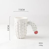 仙人掌杯子创意情侣杯爱情公寓胡一菲同款波点马克杯可爱水杯 仙人掌-陶瓷杯白色.(微瑕疵)