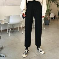 阔腿裤牛仔裤女裤子高腰宽松直筒春秋季2021新款米白色垂感拖地裤 A16#黑色[直筒] XS 码