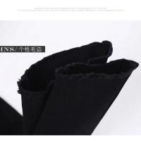 2021新款春秋直筒牛仔裤子女宽松百搭高腰韩版学生显瘦阔腿老爹裤 低品质黑色 XXS