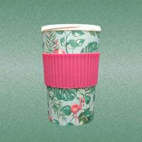 [送吸管]竹纤维咖啡杯女大学生高颜值水杯奶茶杯果汁杯吸管杯 丛林火烈鸟裸杯 无盖 无