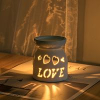 蜡烛香薰炉浪漫精油灯家用美容院熏香卧室创意灯净化空气 爱心款香薰灯(带蜡烛托盘) A:[蜡烛5粒+精油3瓶]