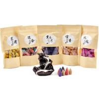 檀香倒流香[送小荷花香炉]沉香塔香蚊香驱蚊除臭香薰精油香料 40粒牛皮纸装[送香炉] 薄荷香[幽幽清凉]