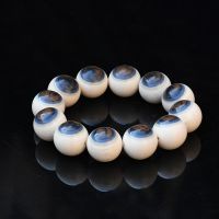 天然原矿5A冰料猛犸象牙蓝眼睛手串满纹蓝皮佛珠手链男女情侣手环 猛犸蓝眼手串10mm