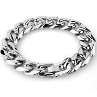 超宽男士钛钢不锈钢珠宝扣手环手链手饰霸气不掉色不褪色男女社会 长18厘米(适合手腕15-16) 无礼盒包装