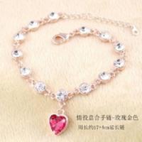 儿童公主手链女日韩版简约个性手环小学生小女孩手镯首饰生日礼 情投意合手链--玫瑰金色