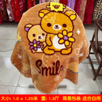 儿童毛毯被双层加厚幼儿园午睡盖毯秋冬季婴儿抱毯新生儿用品毯子 棕色小熊熊[100*120]1.3斤 自用(简易包装)