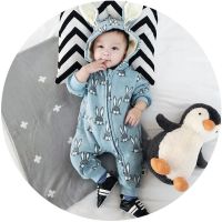 婴儿连体衣春秋冬宝宝哈衣新生儿满月爬服0-36婴幼儿冬季衣服冬装 蓝满印兔子[加绒] 66 建议8-12斤
