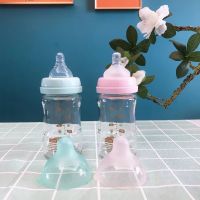 新生儿套盒玻璃耐摔耐高温80+160ml套装奶瓶水瓶宝宝喝水喝奶水杯 送刷 粉180+绿180[玻璃无包装]