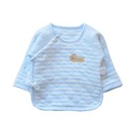 初生婴儿和尚服宝宝半背衣新生儿衣服单件秋衣上衣春夏季薄款内衣 保暖半背衣条纹蓝 均码0-2个月