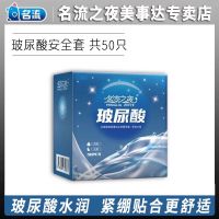 名流之夜超薄避孕套男用 多油量光面中号玻尿酸安全套计生用品aqt 蓝盒无味款[50只装]送湿巾