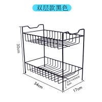 新疆我的家铁艺多层调料架厨房用品置物架台面落地调味料架收纳架 双层黑色