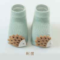 春夏新款宝宝船袜婴儿防滑地板袜卡通配饰公仔短袜新生儿学步袜 刺猬 XS码建议新生儿