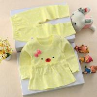 秋冬精梳棉裙裤两件套0-3岁外穿长袖衣服休闲A类全棉肩扣套装 裙裤黄色熊头 73/50建议65cm以下