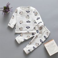 男宝宝秋冬装加厚套装0-1-2-3-4岁婴儿童女童装加绒童装儿童衣厚 保暖内衣 73码-建议3-7个月