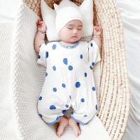 2021爆版新品宝宝睡衣连体衣夏装哈衣爬服新生婴儿儿衣服夏季薄款 蓝色波点 闭档 66