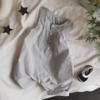 2021夏季韩国儿童无袖连体衣棉男女童宝宝连体松垮裤子洋气薄款 白色 条纹连体衣 100 领口和版型很宽松