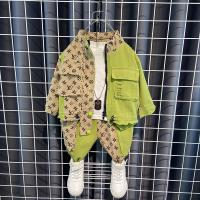 男童套装春装儿童两件套洋气童装2021新款春秋宝宝衣服秋冬帅气潮 绿色拼接套装 110cm
