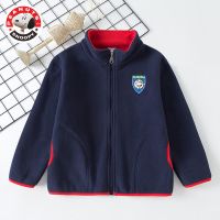 SNOOPY/史努比童装男童2021秋新款加绒外套宝宝保暖开衫时尚帅气 摇粒绒-牛仔藏青 110