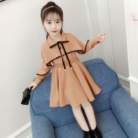 童装女童连衣裙秋装2021新款韩版儿童长袖裙子秋季小女孩洋气潮衣 卡其色 110[建议身高1米左右]