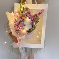 多头蔷薇玫瑰泡泡满天星勿忘我干花花束复古毕业拍照手提套装真花 推荐A款浅紫粉棉橱窗