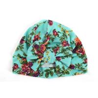欧美婴儿用品宝宝兔耳朵蝴蝶结打结套头印花印度帽儿童帽子 A.绿色蝴蝶结