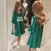 春夏孕妇装长裙哺乳衣宽松短袖连衣裙外出上衣月子服喂奶装孕妇裙 118绿色 M