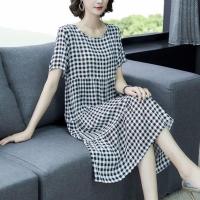 碎花棉绸连衣裙女夏季时尚可外穿中长款妈妈洋气显瘦大码宽松裙子 1号花 M建议70-95斤