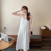 吊带雪纺连衣裙女2021新款内搭外穿V领背心中长款气质百褶打底裙 白色 简款[收藏+优先发货] S [80-95斤]