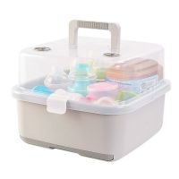 多功能奶瓶收纳箱带盖奶瓶沥水架宝宝奶瓶晾干架奶瓶置物架带气孔 968-灰