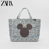 ZARA女包新款迪士尼米老鼠印花扎染购物包帆布米奇托特妈咪包 蓝色