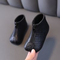 宝宝二棉鞋加绒保暖冬季1一2-3岁婴儿学步鞋软底女小童短靴公主鞋 黑色加棉 内里加绒 15码内长12cm