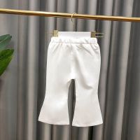 女童裤子2021新款春秋外穿小开叉喇叭裤宝宝韩版时髦春装阔腿裤 白色 80