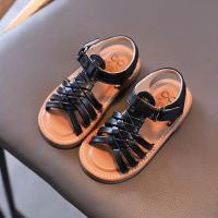 女童凉鞋2021年夏季女宝宝编织鞋罗马小童儿童软底透气公主鞋婴儿 黑色 脚胖脚宽加大一码 内长14.0cm 21码