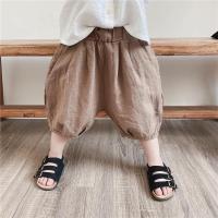 童装儿童棉麻七分裤男宝宝夏季短裤新款男童女童休闲宽松灯笼垮裤 复古棕灯笼裤 C6-3/4 48 适合3斤宝宝穿
