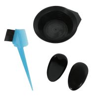 染头发梳子工具套装家用焗油染发碗软毛刷子耳罩夹子美发专业用品 黑色染发碗+耳套2个+蓝色梳子