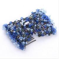 韩版气质优雅盘发器百变发梳插梳珍珠水钻发夹盘头发卡头饰品 蓝色-喇叭花