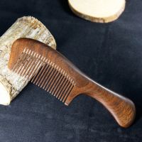 天然金檀木梳家用按摩头部经络梳子静电脱发养护头皮木头男女礼盒 款式4金檀细齿 礼盒包装