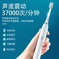 [超声波去烟渍黄牙]配4刷头电动牙刷防水声波美白成人软毛牙刷 电动牙刷配4软毛刷头+1节5号电池