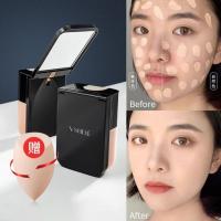 植贝水润持妆防水防汗粉底液不脱妆遮瑕控油黑盖粉底霜妆前乳BB霜 35g象牙白+美妆蛋粉扑