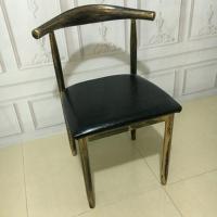 北欧椅子简约餐椅靠背餐桌椅组合铁艺牛角椅奶茶店凳子快餐店座椅 古铜色PU黑色 四把(一把椅子价格)