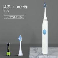 电动牙刷男女士成人防水美白超声波自动牙刷充电式情侣学生软毛 冰露白 电池款2刷头+电池[单档]