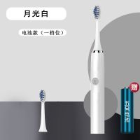 电动牙刷成人全自动超声波充电式防水软毛男士女士学生党情侣牙刷 纯白色--电池款(送电池) 共1刷头