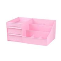 多功能家用杂物收纳盒抽屉式化妆品收纳盒桌面置物饰品收纳盒架 升级普通款粉色