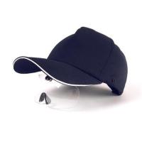 时尚防撞鸭舌安全帽轻便透气机械工厂车间夏季布防护帽劳保防撞帽 透明镜藏青帽