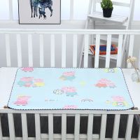 夏季冰丝凉席隔尿垫防水可洗透气大号婴儿儿童双面可用隔尿床垫 [一面冰丝一面水晶绒]蓝色佩奇 30*40体验装[花型颜色随